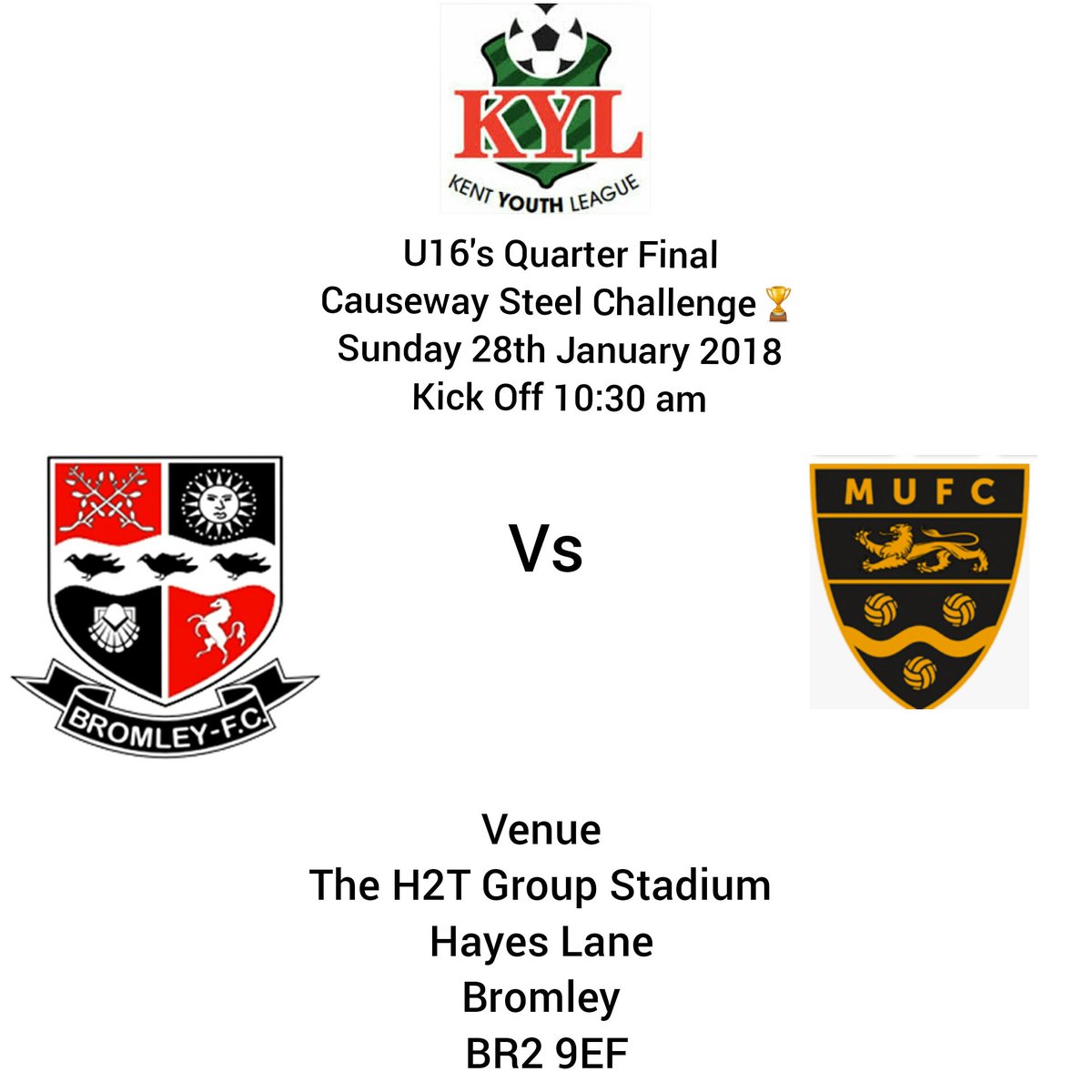 Quarter Final Causeway Steel Challenge🏆 For Our KYL Team @KentYouthLeague #WearingTheBadgeWithPride #BromleyFCU16 #KentYouthLeague #WeAreBromley #WinningIsEverything