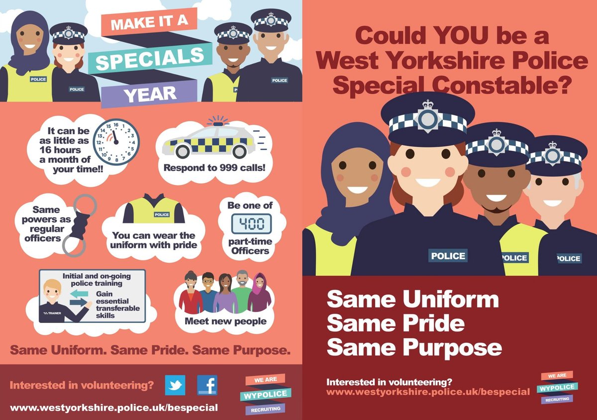 WYP_WDTeam5's tweet photo. @WYP_Specials recruitment closes at 16:00 today so ensure you get those applications in on time!
#BeSpecial
#SameUniform
#SamePride
#SamePurpose
#WestYorkshirePolice
#SpecialConstabulary
@WestYorksPolice https://t.co/LP3VaY9GrR