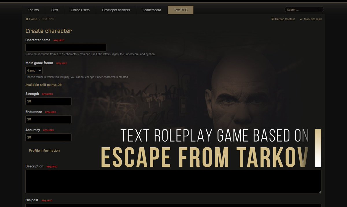 Forums forum text. Текстовая Ролевая игра. Тарков создание персонажа. Escape RPG игра. Текстовая РПГ.