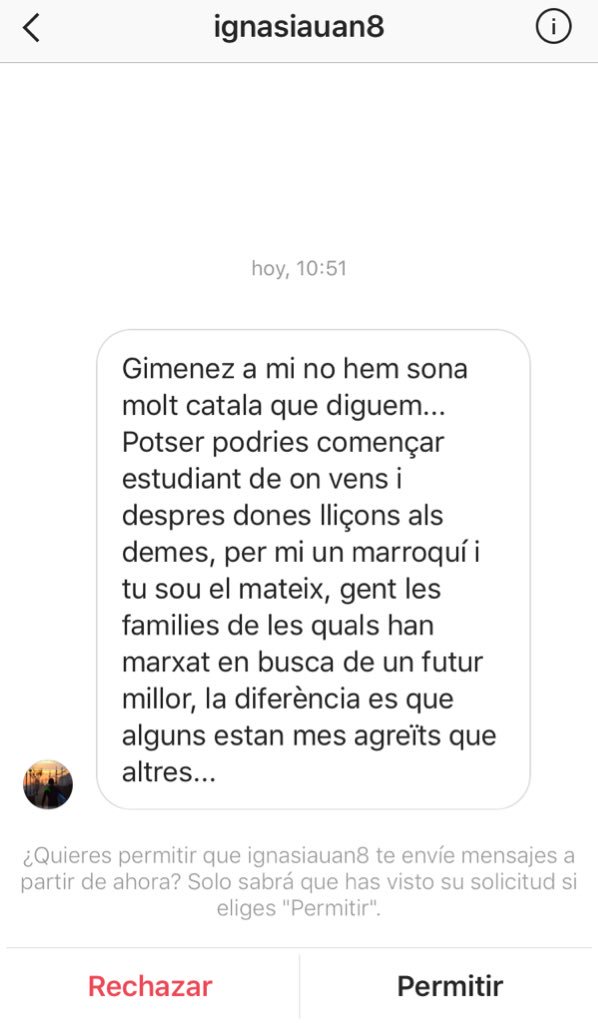 MartaGimeArcusa's tweet photo. Aquí un simpático etnicista e independentista recordando que soy catalana de 2a

PD: por supuesto que somos lo mismo, más humanismo y menos racismo https://t.co/sZECpAiRVm