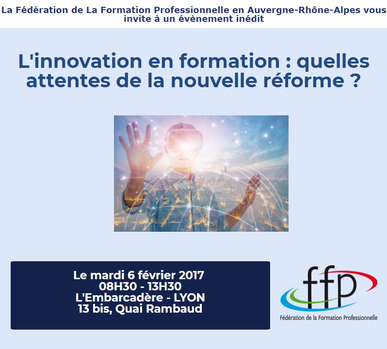 fede_competence's tweet photo. ⏰ Rendez-vous à Lyon le 6 février prochain pour le colloque #FFP dédié à l'#innovation en #formation face à la réforme : derniers jours pour s'inscrire ! 😀
Pour en savoir + sur les intervenants &amp; le programme ��� https://t.co/mKcpCjm1yA https://t.co/Xp9cjKjvX4