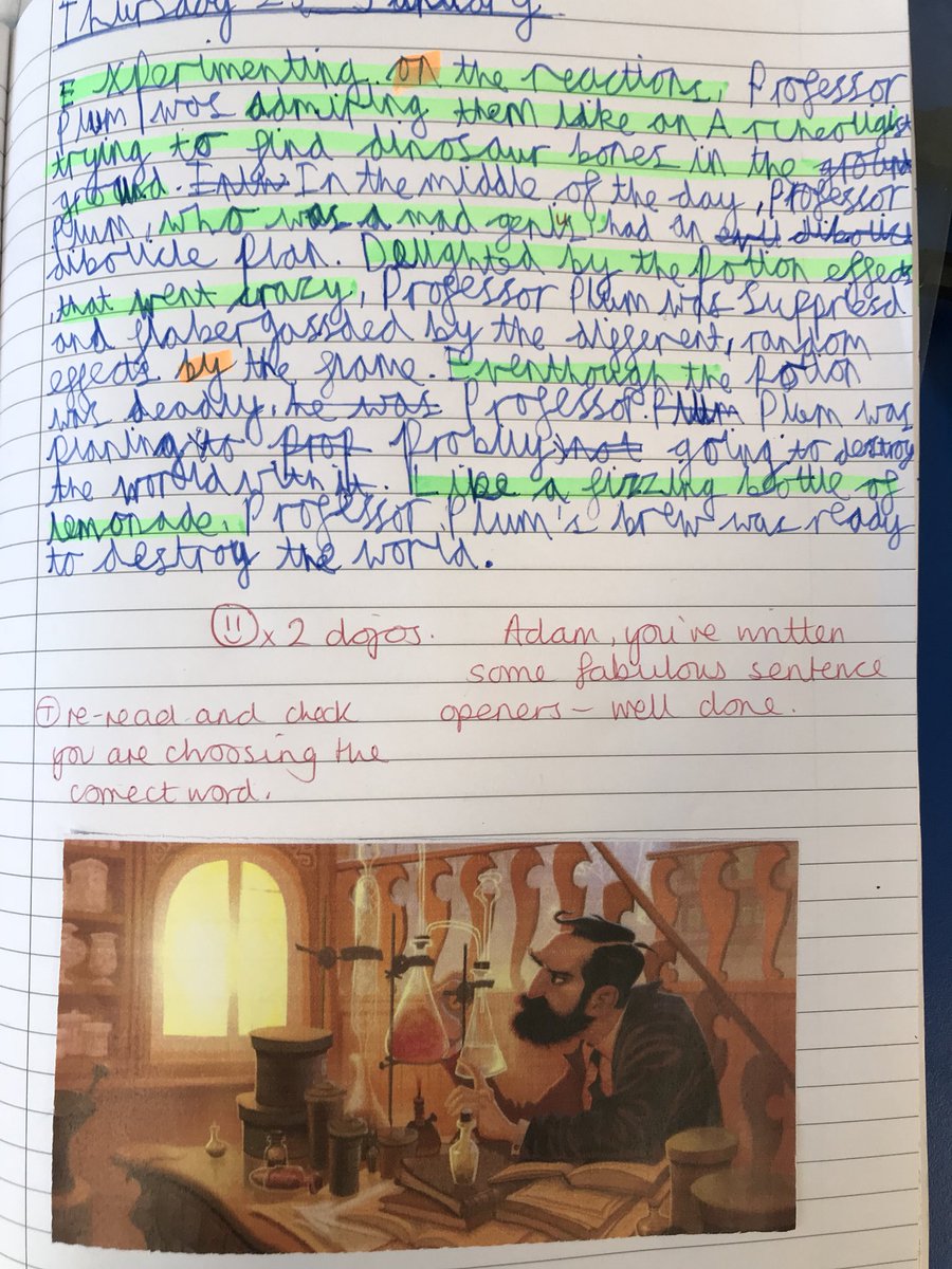 MrCottersClass's tweet photo. Wow! Look at this writing based on @HeyPobble 365 @HenryPobble @Bennett31 from @mrssumnersclass - well done to Chloe and Adam. Not bad for one session’s writing, eh? https://t.co/ld2ss0tXVS