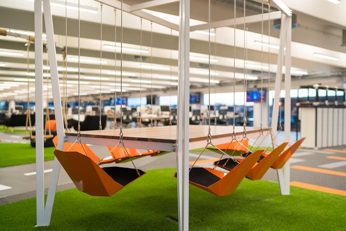 QDesignltd's tweet photo. No matter how old you are, #swings are cool! These look great in our recently completed office project for @rocsearch in @TWB_Reading.
“It don’t mean a thing if it ain’t got that swing” 😀
#weareqd #fridayfeeling #interiordesign #designagency #designconsultants #officeswings https://t.co/NMT94Xy6Zt