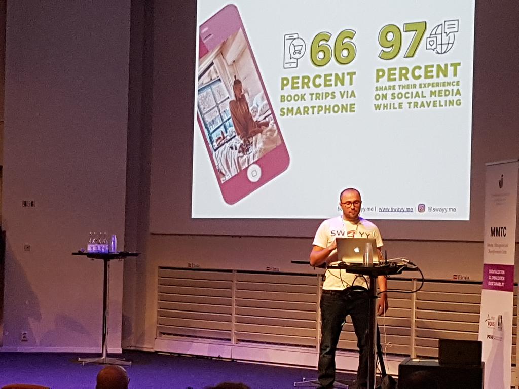 JohannaHags's tweet photo. David Gabriele @Swayy speaking about the relevance of @Instragram in #tourism &amp; #hospitality at #ENTER2018 #eTourism Conference in Jönköping @JKPG #Sweden: Follow us @IFITTorg https://t.co/gXezqbtk27