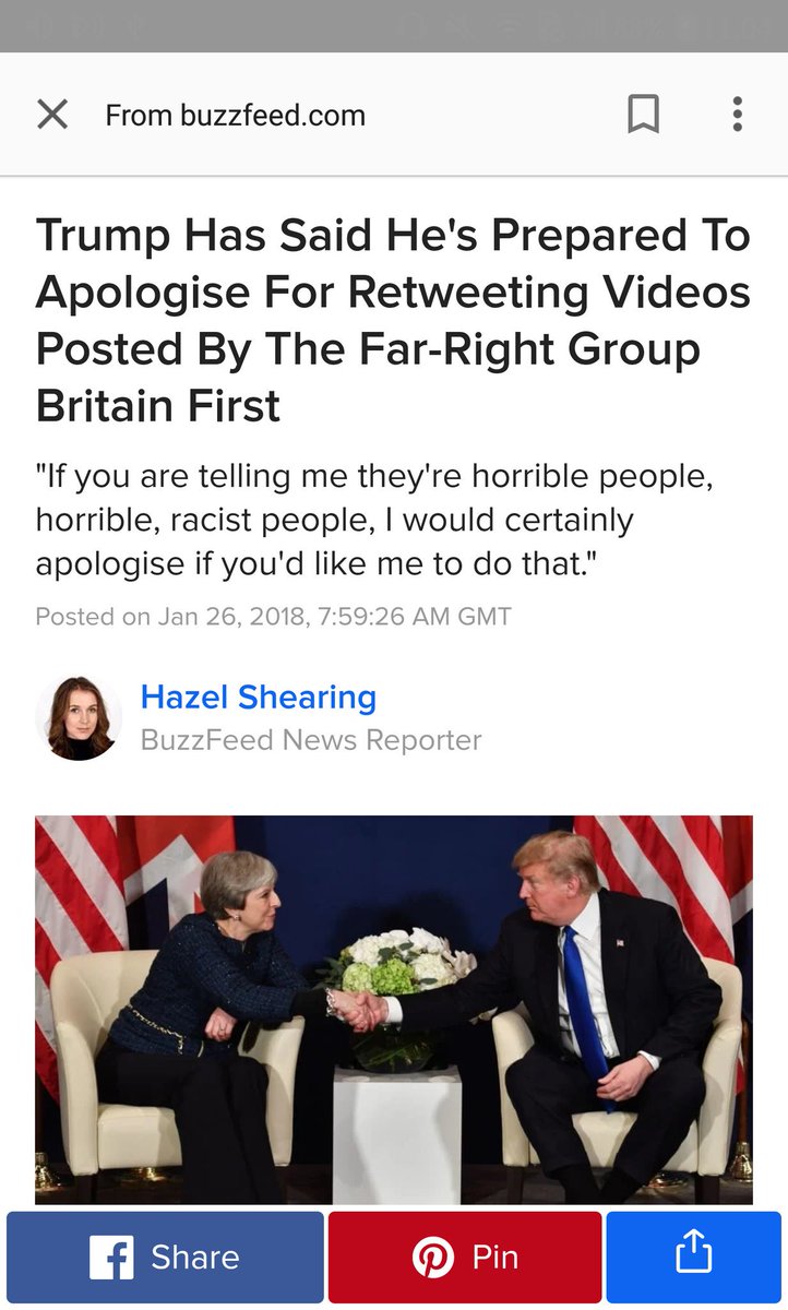 Headline describing Donald Trump apologising for retweeting Britain First
