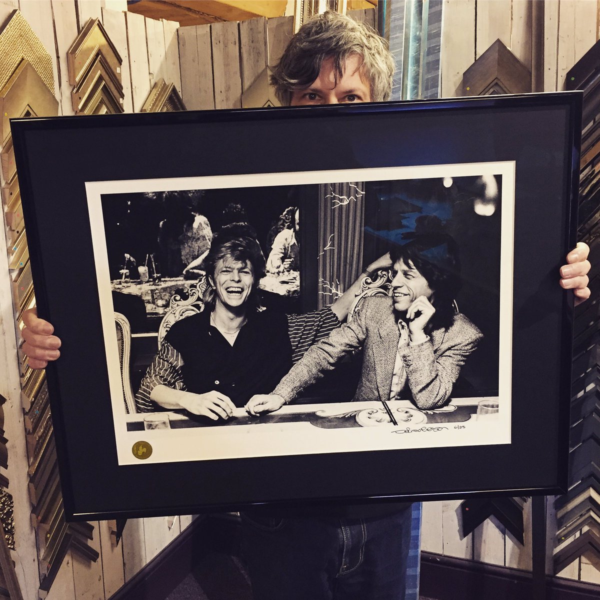 NorwichFraming's tweet photo. Another #awesome print from @offbeatlounge 😍 #davidbowie and #mickjagger #london 1987 by #denisoregan https://t.co/STJpc5D6vL