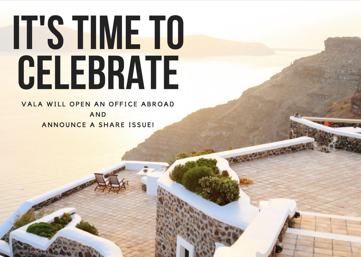 Big News:

Starting from August 2018, all VALA employees interested, will become owners of the company! And also, the we will rent an apartment from Southern Europe for the use of everyone. 

Read more here:
valagroup.com/news/
#shareissue #remoteoffice #holidayapartment