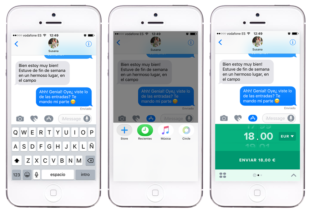 circle_es's tweet photo. Puedes integrar #CirclePay en iMessage y enviar o recibir dinero sin tener que salir de la app. Cómodo, ¿no? https://t.co/qp0ye5BMjZ https://t.co/9dzoUNEL37