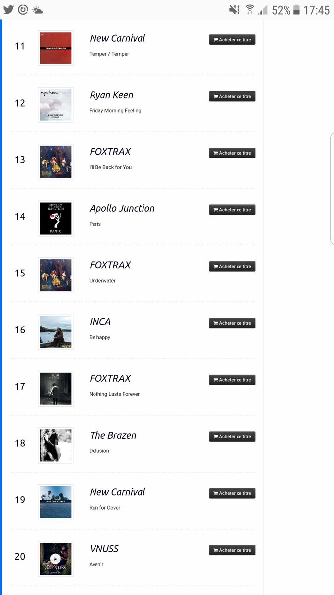 SylvieRapiteau's tweet photo. #Top50 #LRDR ce soir 
@newcarnival en 11ème, 19ème, 32ème  et 41ème place avec Temper / Temper, Run For Cover, Like I Do et Sweet Caroline 😍😍

#IndieMusic  #NewMusic #Radio #Discovery #playlist https://t.co/BFDV7c8JWo