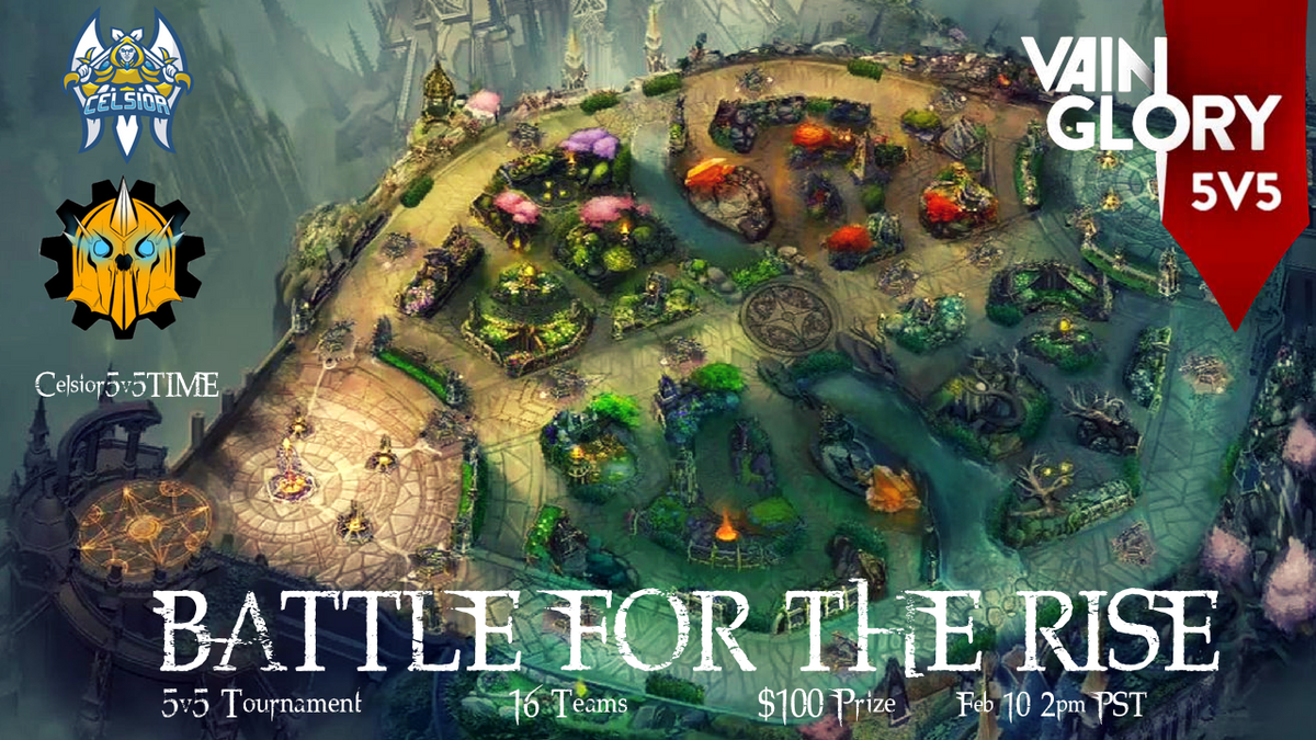 CelsiorEsports's tweet photo. Welcome to the first ever 5v5 tournament! Brought to you by @Time4Rolling and @CelsioreSports! 16 of the best teams in @vainglory will be competing for the first time on Sovereign's Rise! All matches will be streamed with casters! Register now at: https://t.co/heC4XSghQc https://t.co/ea5kbPVJcz