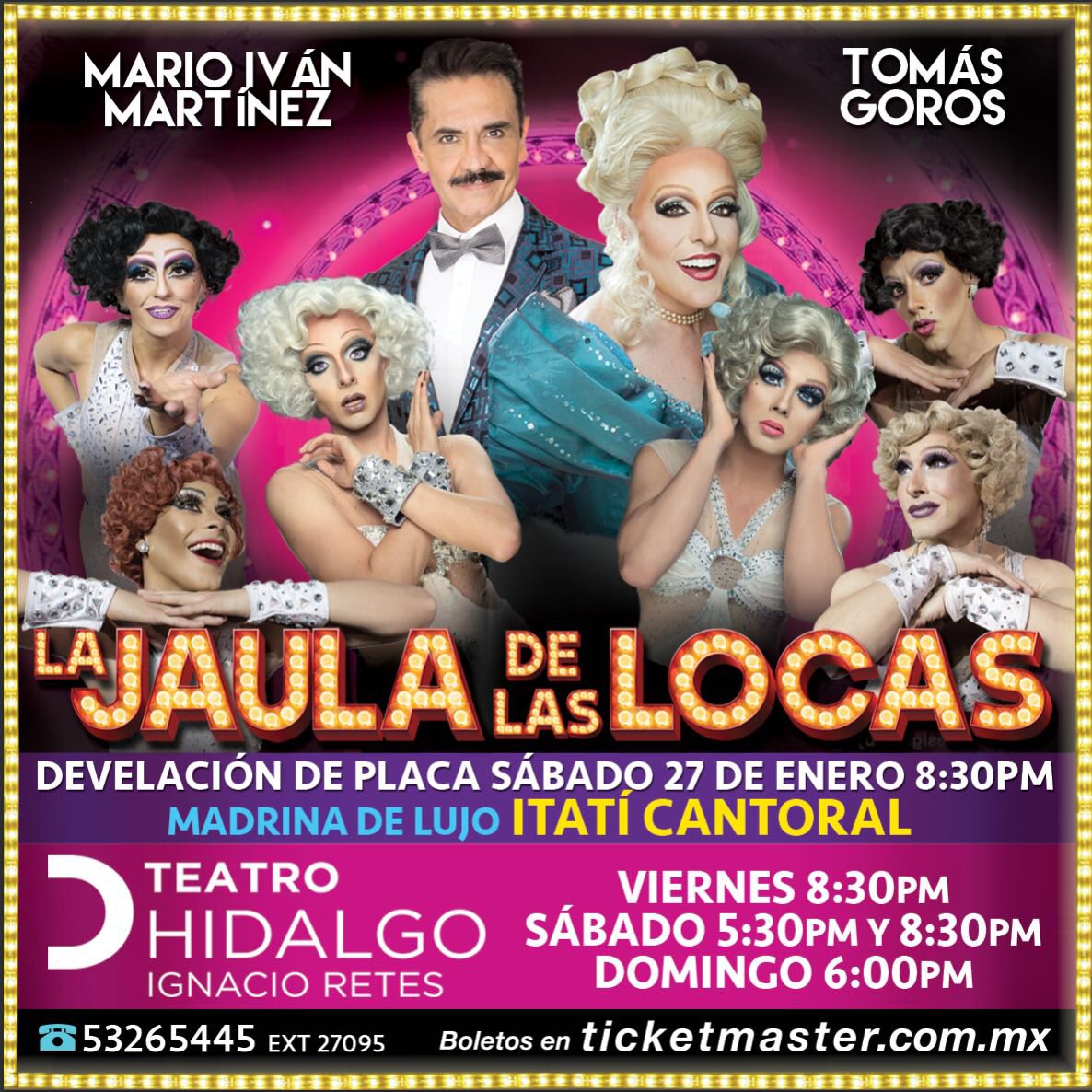Nos vemos en La Jaula hoy a las 8:30 en el Teatro Hidalgo.
Mario Iván Martínez, Tomás Goros,
Rogelio Suárez y Moisés Suárez junto a las fabulosas Cachels! 🙏🏻🙏🏻🙏🏻