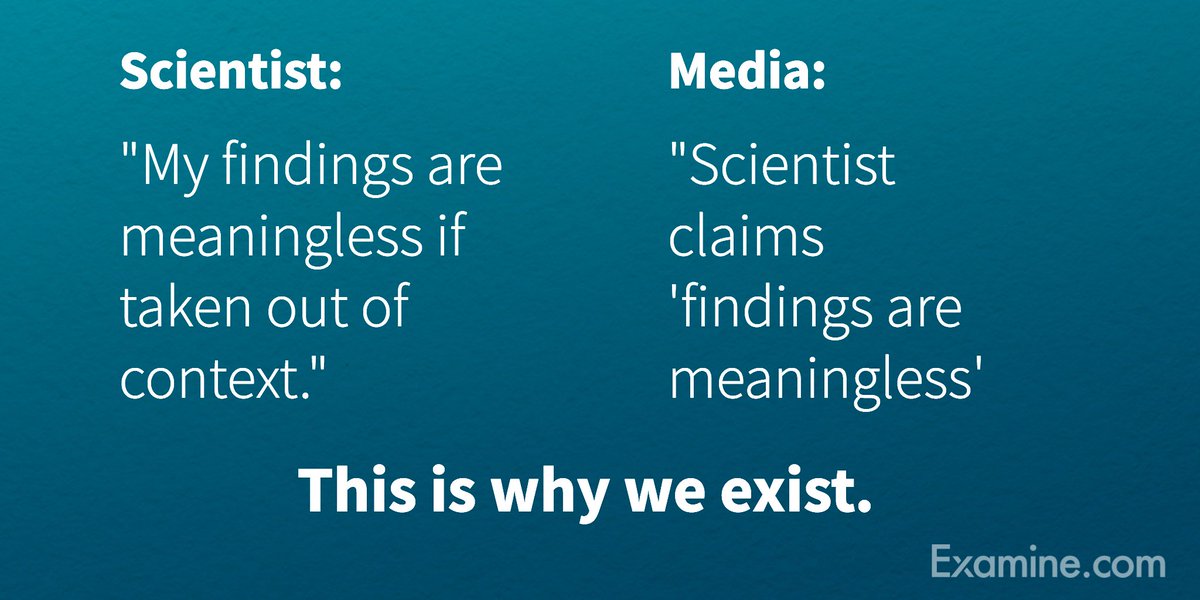 Examinecom's tweet image. We're here to read the actual scientific papers for you - Examine.com