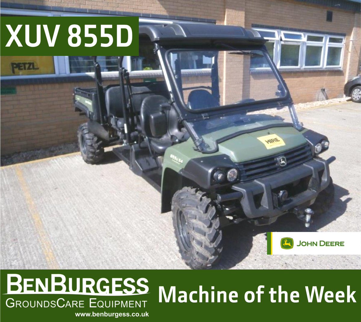 BenBurgessAg's tweet photo. This week's machine of the week...  @JohnDeere XUV 855D Gator, 2016, 350 hrs, 4 seats, road legal, ex-hire, 4 wheel drive, Ancla Extreme Terrain tyres, power steering - £13,250

For further information or to make an enquiry please click https://t.co/jXWekb3OWi https://t.co/yZOCbJMrky