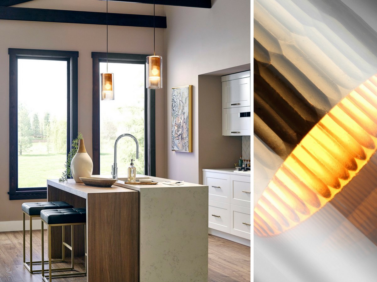 Meet the Anavi #pendantlight. The textured gold leaf inner shade glows beautifully through its perfectly contrasting smoke colored shade. bit.ly/Anavi-Pendant
