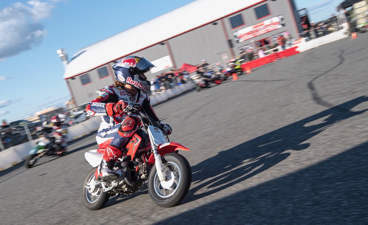 #fbf with <a href="/jakegagne/">jake gagne</a> aboard a <a href="/HondaPowersprts/">Honda Powersports</a> 50cc showing some local minibike racers some love.