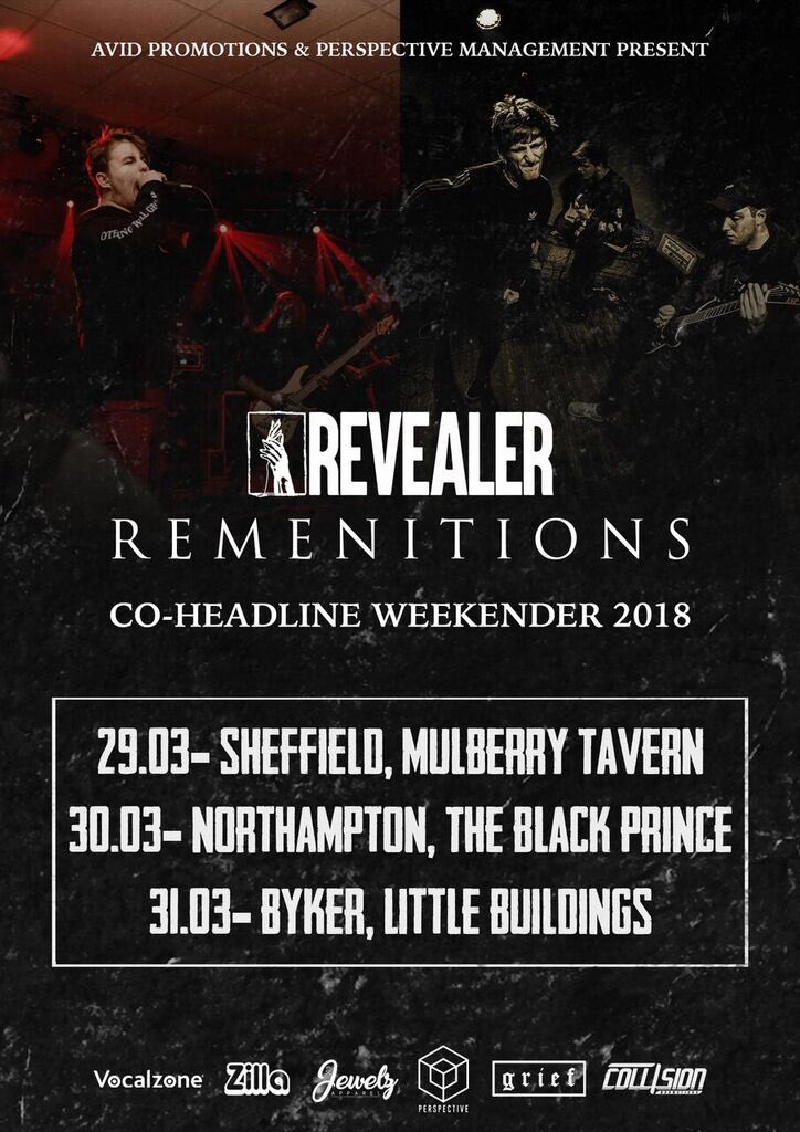 Remenitions's tweet photo. This March we're heading out with @revealeruk for our first run of shows in 2018.
This is only the beginning, we will never stop.
#weekender #Remenitions #revealer #uk #metalcore #hardcore #sheffield #northampton #byker https://t.co/AjBHeVT6jB