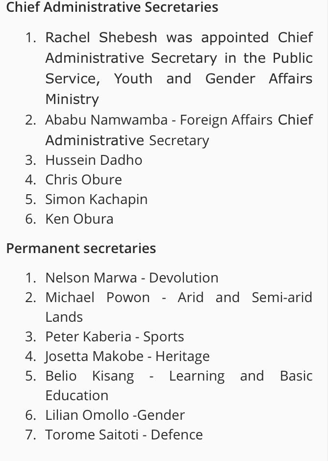 Samira Sawlani On Twitter Kenya List Of Cabinet Secretaries