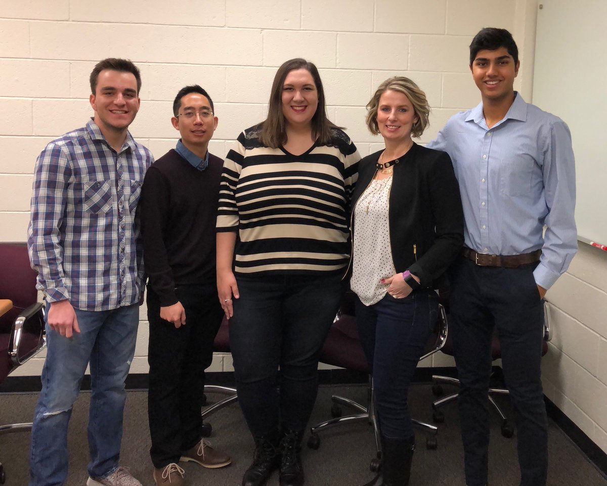 lizkarrlab's tweet photo. It's been awhile since we've done a group photo.  Karr Lab Spring 2018 (L to R) Dominic, David, Makenzie, Dr. Karr and Rohan. https://t.co/a0eSe0xmFs