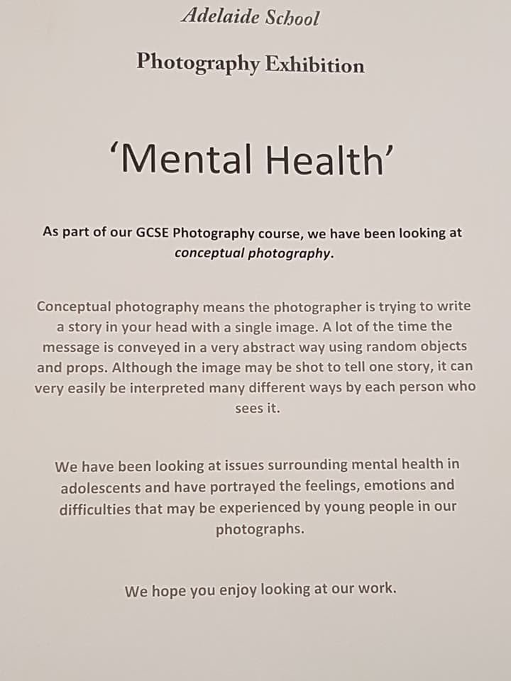 LauraSmithCrewe's tweet photo. Great to invite @AdelaideSchool to the Constituency Office today to open their brilliant photography exhibition on mental health.#MentalHealthMatters #Talent https://t.co/2sJEBSyijN