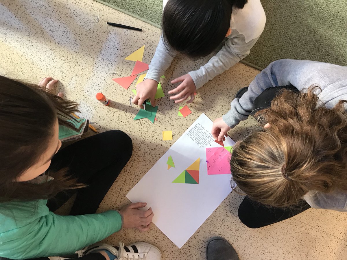 Mathematicians puzzling through tangram fractions... but wait... what if the whole was a half?  A third? Struggle with a smile! <a href="/westonpublic/">Weston Public School</a> <a href="/luvmathweston/">tracy manousaridis</a> <a href="/FieldWeston/">Principal</a>