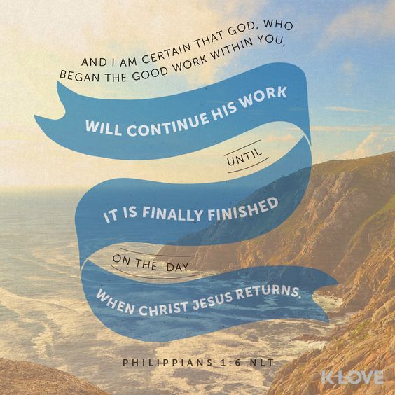 MoreThanConq's tweet photo. And I am certain that God, who began the good work within you, will continue his work until it is finally finished on the day when Christ Jesus returns. Phil 1:6 NLT ---- #goodwork #Jesus #Godcompletes #finishedwork #success #agoodthing #whole #complete #JesusChrist https://t.co/uADArC9g7D