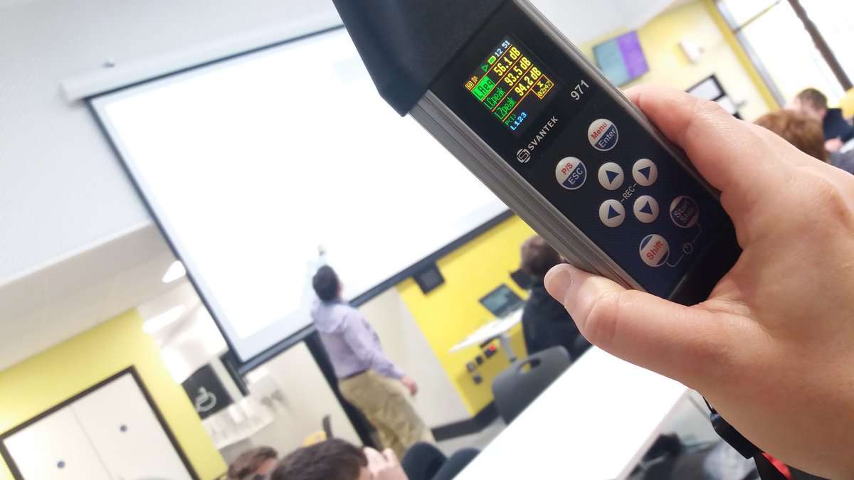 SamMorcumb's tweet photo. How loud can @atriumstudiouk students be? @SALacoustics @ClassofYourOwn How does sound reflect in buildings? https://t.co/KVKI70iNgn