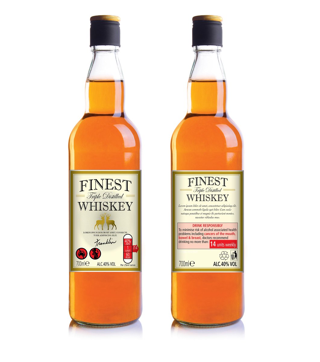 R_S_P_H's tweet photo. This is what we propose #AlcoholLabels should look like on spirits - bigger, bolder, clearer health information, so that drinkers aren't kept in the dark. What do you think? https://t.co/eiqI30vqmO #LabellingThePoint https://t.co/ynV89tspRV