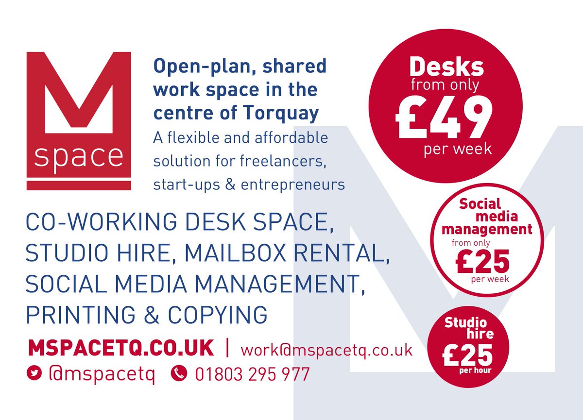 mbox_uk's tweet photo. In addition to #officespace and #studiohire we provide a range of #business services including #socialmedia management, #registeredofficeaddress, #copying &amp; #printing. Visit https://t.co/EMwq7B6tmh #smallbusiness #office #business #Torquay #Torbay #Devon #SouthWest #BoostTorbay https://t.co/KUPt6Ms6Rq