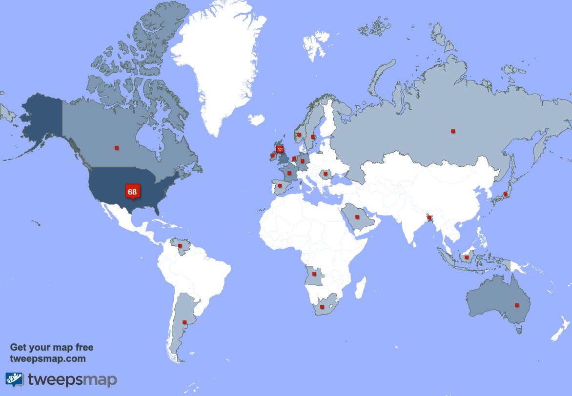 OhPukk's tweet photo. My followers live in USA (66%), UK.(11%)... Get your map: https://t.co/mzUlRbgnsx https://t.co/dHQxFL7CXP