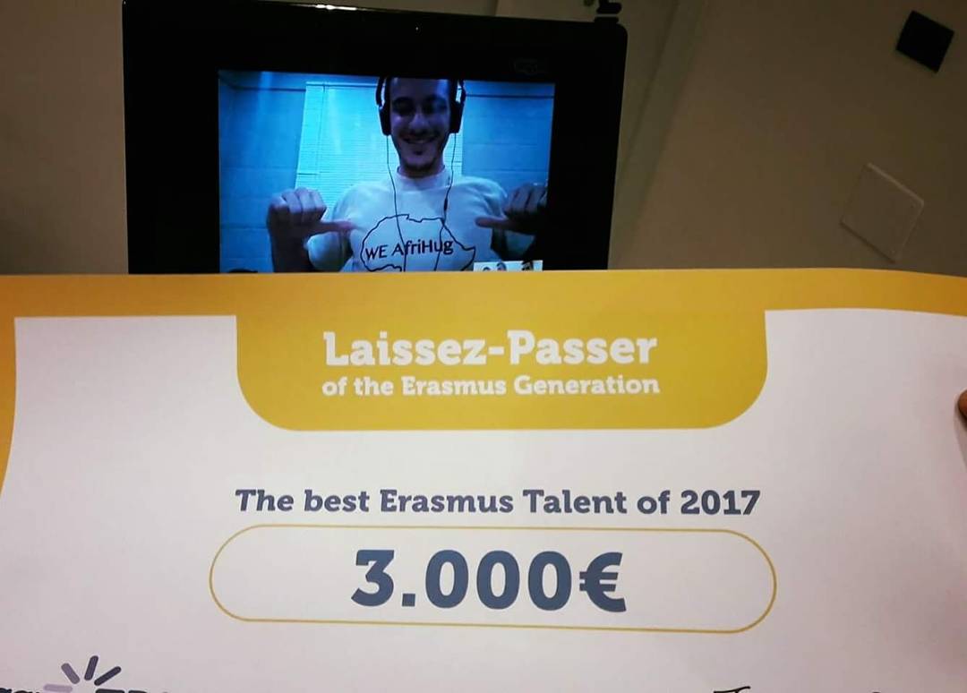 KLMaragkos's tweet photo. Awarded with the #LaissezPasser Golden Passport of garagErasmus Foundation! The award is 3.000 € that will be invested in @WE_AfriHug Project!
After my 8-minute presentation through Skype from Uganda (!) I have been voted from the Foundation members as first with 68 points! https://t.co/20nefTWMmI