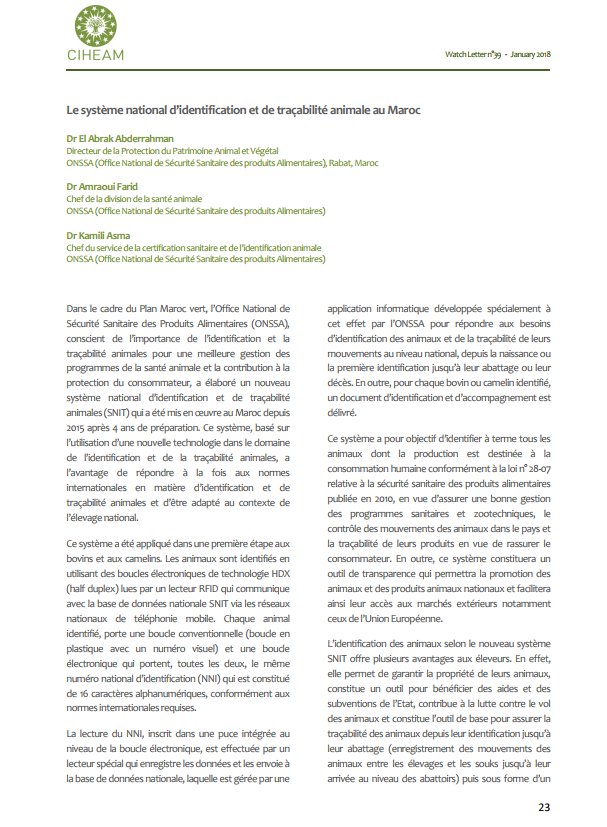 L 'Office National de Sécurité Sanitaire des Produits - ONSSA