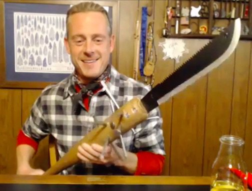 stuntbrain's tweet image. I have a feeling @JeffyMRA&apos;s Bug-Out-Bag might include a &quot;Bat-Chete&quot; like the one seen by my pal @survivalcreek -- Get details on Creek&apos;s personal bug-out-bag on the Pure Opelka podcast on iTunes.  itunes.apple.com/us/podcast/pur… (Collect them all!)