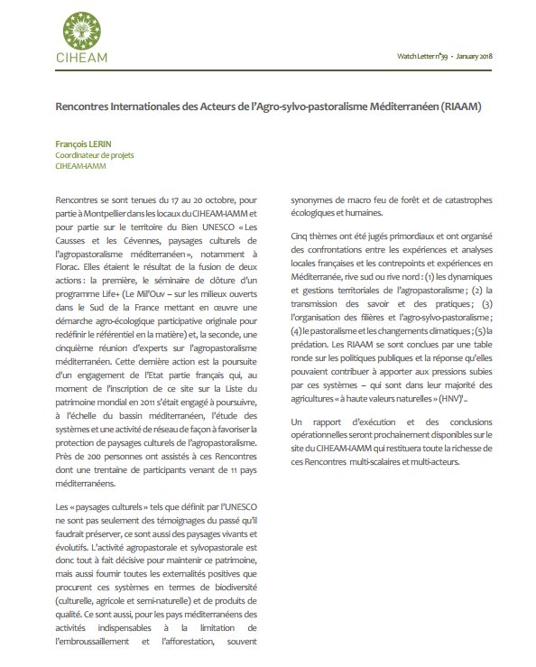CiheamWL's tweet photo. François Lerin, Coordinateur de projets @CIHEAM  et @CIHEAMIAMM revient sur les Rencontres Internationales des Acteurs de l’#Agro-#sylvo-#pastoralisme Méditerranéen (#RIAAM) dans la dernière Watchletter 👉
https://t.co/nhNiDV6FLX https://t.co/oQ8xDDcrgN