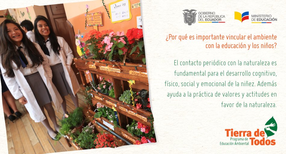 Educacion_Ec's tweet photo. Cada 26 de enero se celebra el Día Mundial de la Educación Ambiental. En Ecuador el Día de la #EduAmbientalEC se celebra en todas las instituciones educativas con un recreo verde animado. ¡Compártenos tus iniciativas! https://t.co/g7gspMs1JA