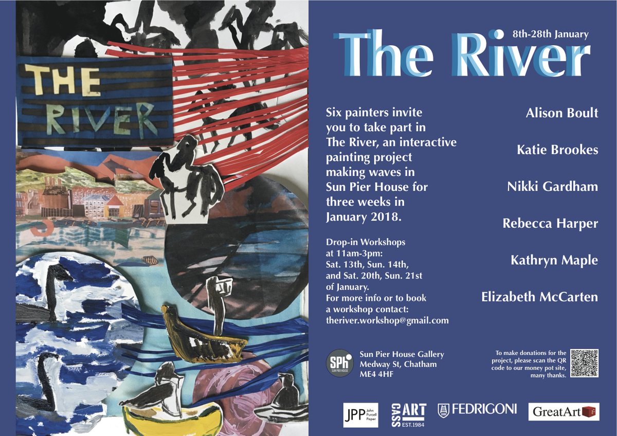 STWatercolour's tweet photo. Final few days to see 'The River' @SunPierHouse, an interactive painting project featuring work by #STWC17 Selector Kathryn Maple and #STWC17 @JacksonsArtTalk Young Artist Award Winner Elizabeth McCarten. #lastchance #chatham #kent @nikkigardham @RoyalDrawing @kentlife https://t.co/vl6iNB8dJV