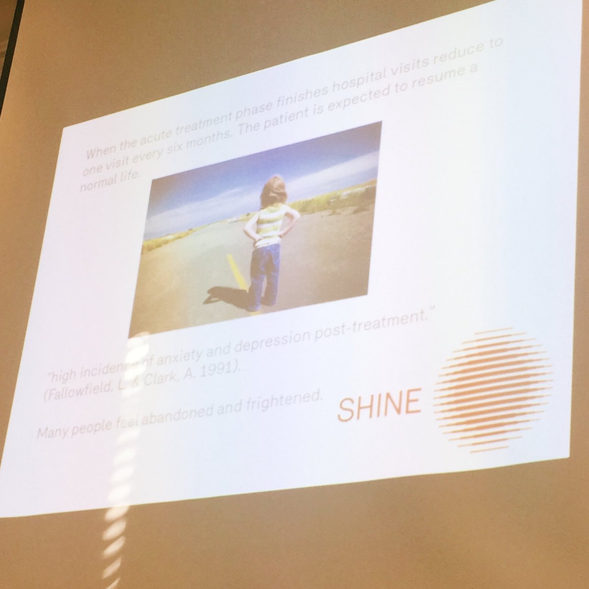 After treatment there is a high incidence of anxiety and depression. More than at the point of diagnosis.
#shineescape2018