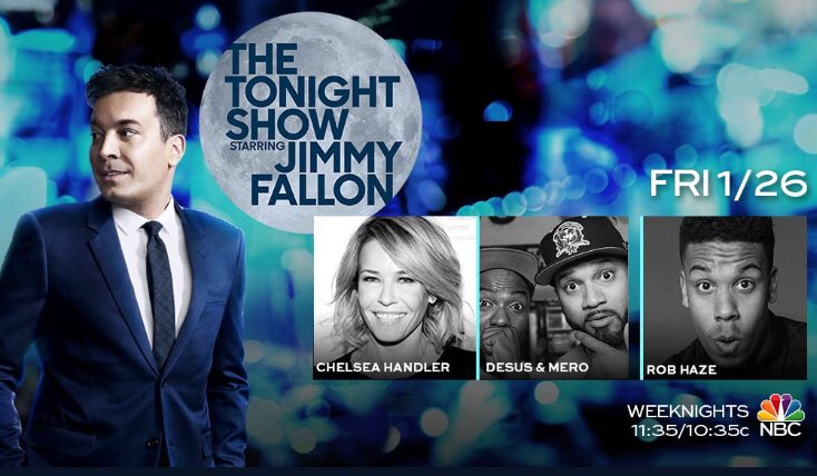 robhaze's tweet photo. I’m on #FallonTonight with @chelseahandler and @desusandmero it’s going to be INSANE! @FallonTonight https://t.co/cDcqe3e0YQ