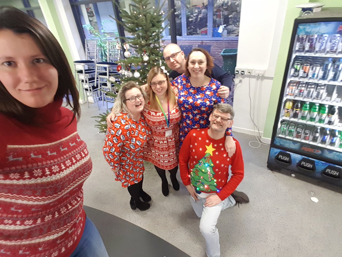 BronAfon's tweet photo. Big thanks to @RedRecruitment1 for this hamper that our staff won from them for this Christmas selfie. We are giving the prize to a family that we are supporting. https://t.co/3jJiWmqXMS