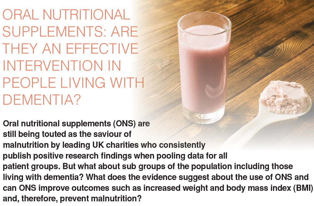 TheDMAT's tweet photo. Oral nutritional supplements: Are they an effective intervention in people living with #dementia? The article describes the evidence and reasons why #carers #nurses #dietitians must be cautious in using oral #nutrition supplements in people with dementia https://t.co/sq8610NBhw https://t.co/56KyHZj115