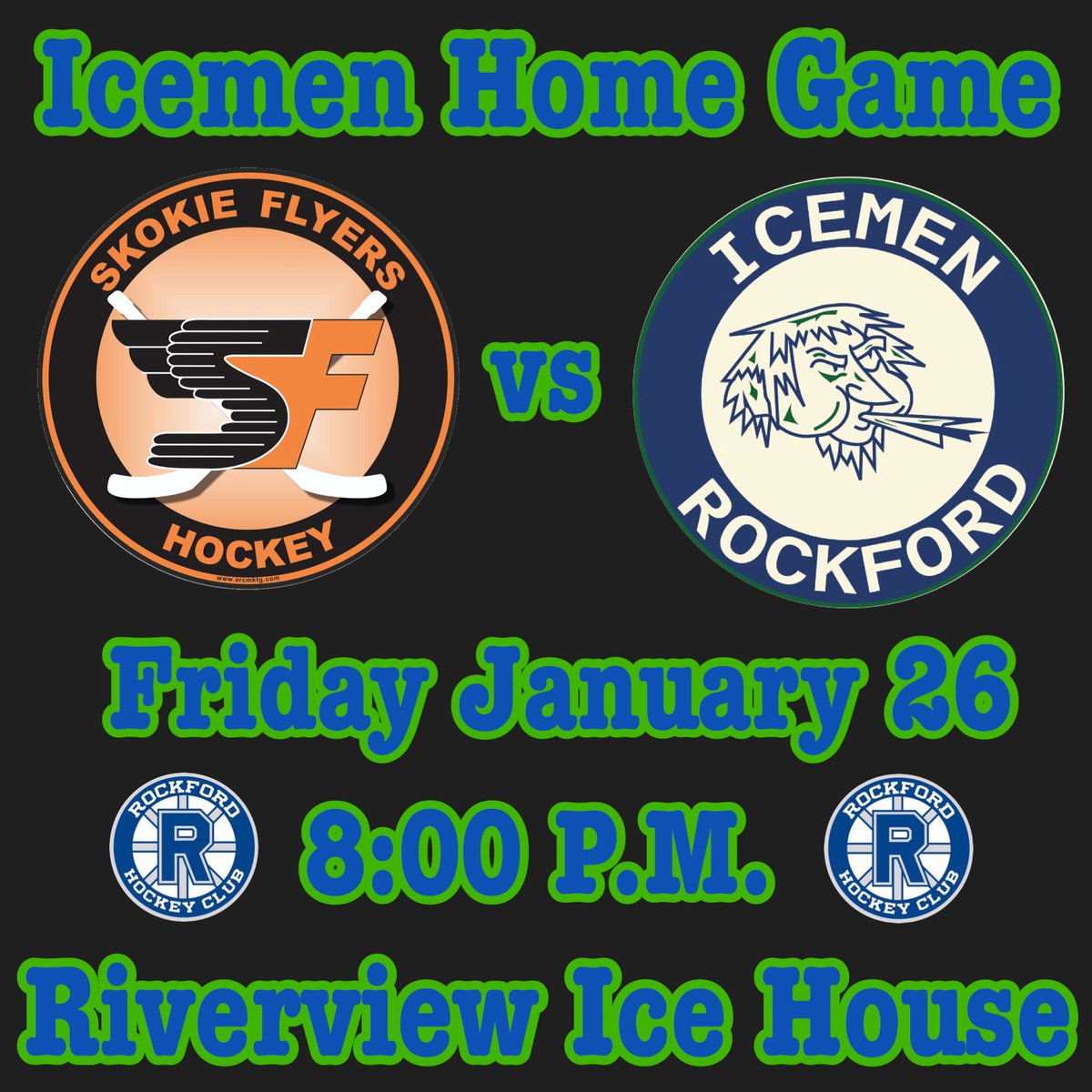 Icemen2018's tweet photo. Home game tonight against the @SkokieFlyersU18! Hope everyone can come out and support the boys! 8:00 at Riverview https://t.co/DSnxiUl2K9