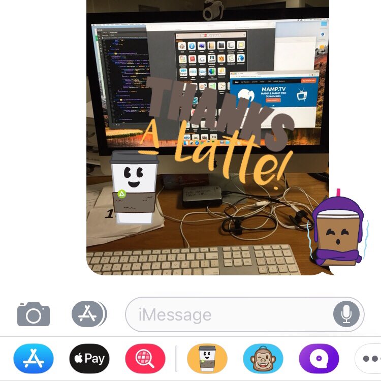 FIBOXCIO's tweet photo. Coffee &amp; Tea iMessages stickers are now available on the @AppStore ! https://t.co/OWdFZYHFFZ #coffee #tea #iMessage https://t.co/s5LqhQ9vLJ