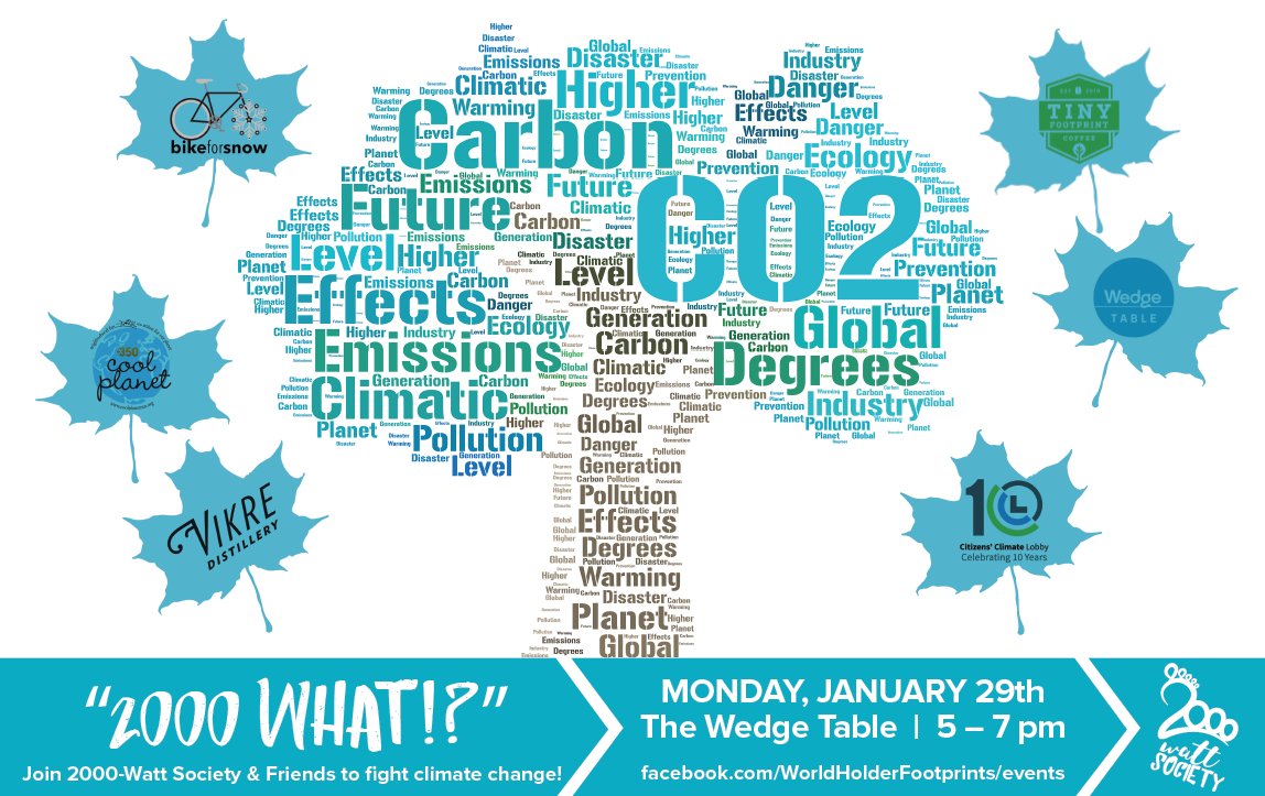 WHFootprints's tweet photo. "2000 WHAT!?" All r welcome to 2000-Watt Society &amp; Friends 1.29 event @WedgeAndLHCoop! https://t.co/crF0m2MXsb Hope @EPAScottPruitt joins ;-) Local leaders to share cool ways to fight #climatechange: @bikeforsnow, @coolplanetMN, @citizensclimate, @Vikredistillery @Tiny_FP_Coffee https://t.co/Zu65klcbLU