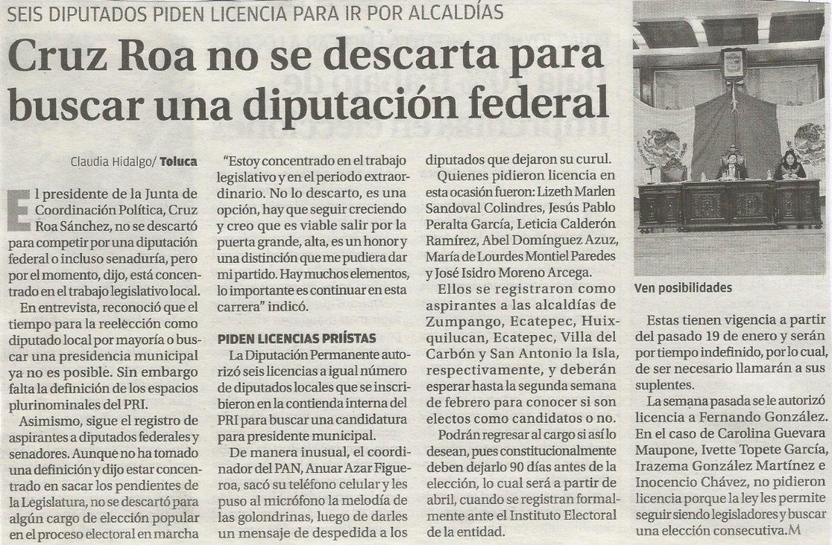 anuarazar's tweet image. La Diputación Permanente autorizó seis licencias.
Fuente: Milenio Edoméx