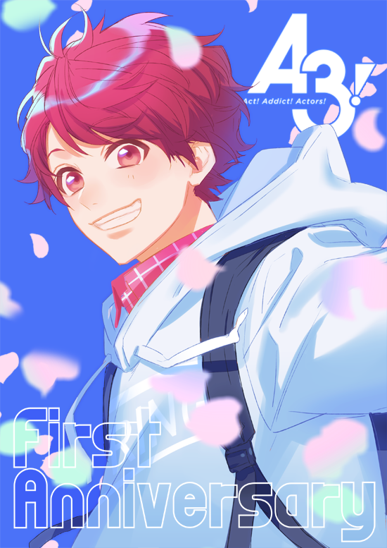 1boy male focus smile hood red hair hoodie backpack  illustration images