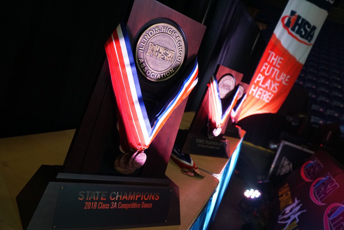 DoubleBEntInc's tweet photo. Loving these new 🏆 for IHSA State Finals! Who will take it home tomorrow? #IHSA #CompDance #Prelims https://t.co/En0tpEqA6o