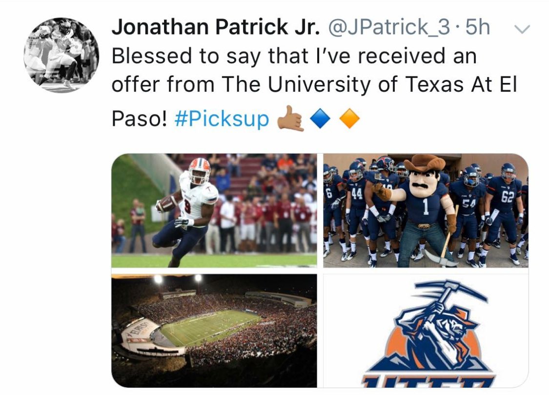 Position_U's tweet photo. Congratulations To @JPatrick_3 ATH @cyfallshs On Receiving An Offer To @UTEPAthletics @UTEPFB I'm Very Proud Of You Boss! #CyFallsFb #Ath #Utep #Ath #PositionU https://t.co/0WVlIRDkXA