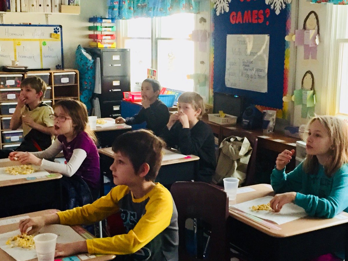 With mid-year Math assessments completed, Mrs. Van Name’s third-graders enjoy a surprise popcorn and movie day! #beartavernpride