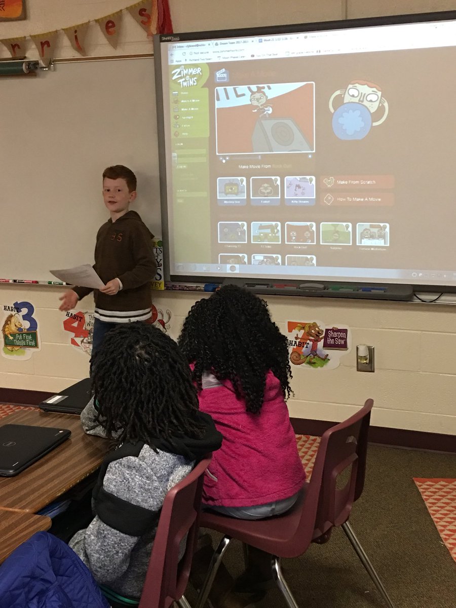 MsLybrand's tweet photo. Today we heard from two geniuses! Fairooz &amp; Ethan taught us about pneumonia and animation. So neat watching them take ownership of their own inquiries! #leaders #geniushour #animation #pneumonia https://t.co/VmtXN214Tc