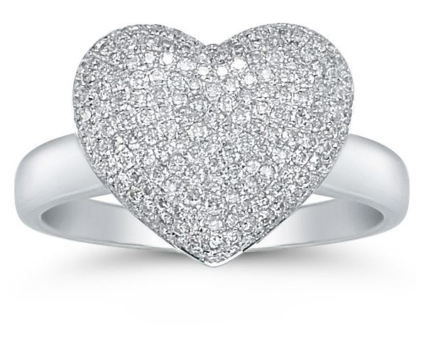 0.75 Carat #Diamond Pave #Heart #Ring #HeartRing #DiamondHeartRing #Hearts #HeartJewelry #Jewelry #DiamondRing - applesofgold.com/SHR-S31-5.html