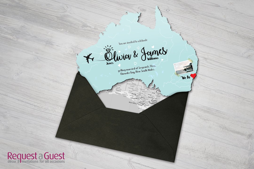 requestaninvite's tweet photo. Happy #AustraliaDay... Here's a laser-cut travel inspired wedding invite to celebrate. #travelthemewedding #lasercut https://t.co/JbA6iX7Cbp